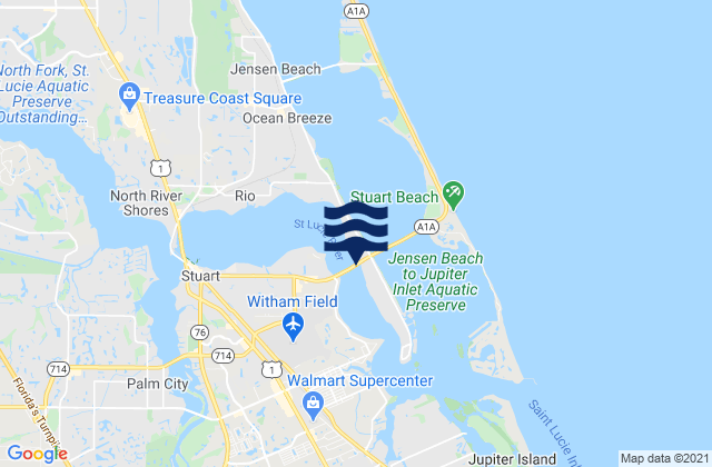 Mapa da tábua de marés em Sewall's Point, United States