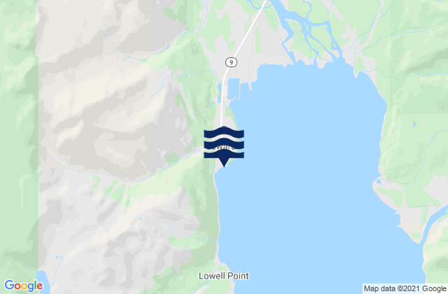 Mapa da tábua de marés em Seward, United States