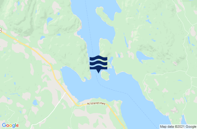 Mapa da tábua de marés em Seymour Narrows, Canada