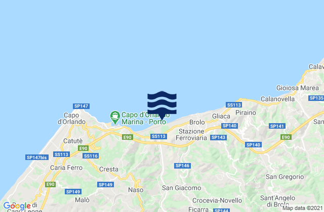Mapa da tábua de marés em Sfaranda, Italy