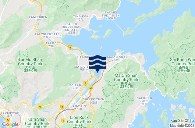 Mapa da tábua de marés em Sha Tin Hoi, Hong Kong