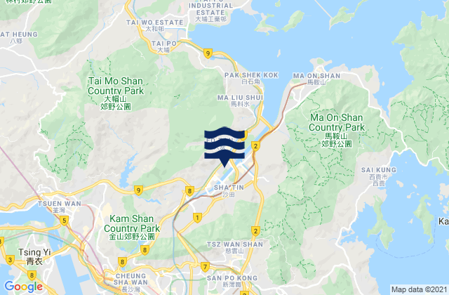 Mapa da tábua de marés em Sha Tin, Hong Kong