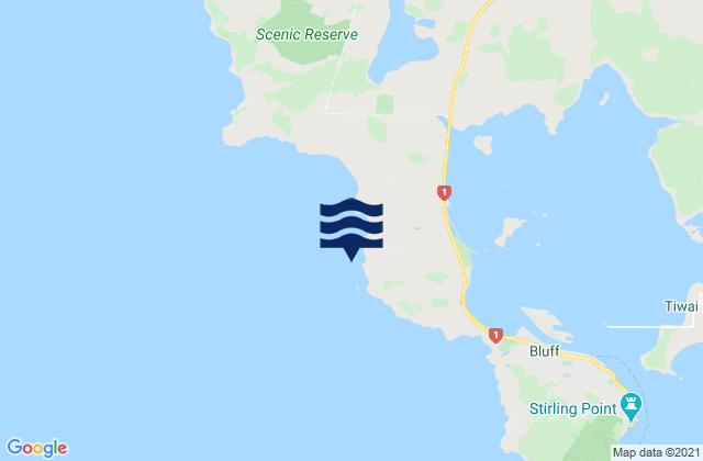 Mapa da tábua de marés em Shag Rock, New Zealand