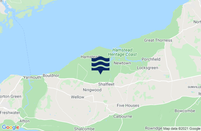 Mapa da tábua de marés em Shalfleet, United Kingdom
