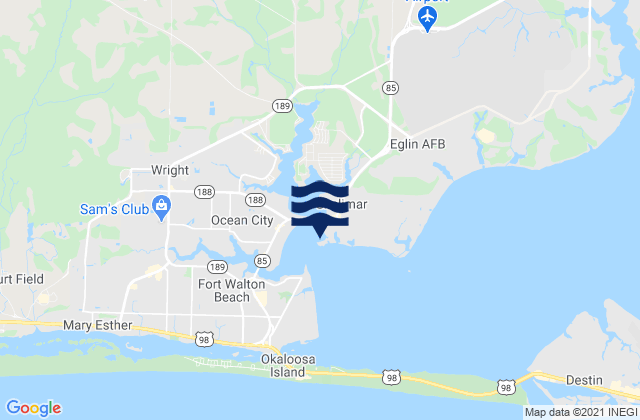 Mapa da tábua de marés em Shalimar (Garnier Bayou), United States