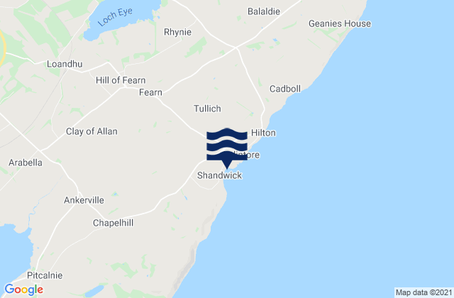 Mapa da tábua de marés em Shandwick Bay Beach, United Kingdom