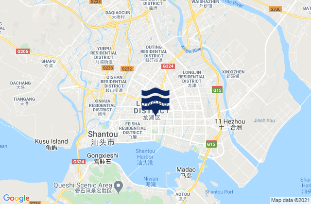 Mapa da tábua de marés em Shantou, China