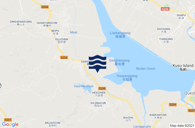 Mapa da tábua de marés em Shantou Shi, China