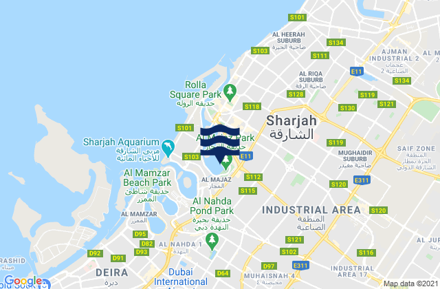 Mapa da tábua de marés em Sharjah, United Arab Emirates