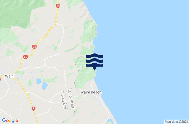 Mapa da tábua de marés em Shark Bay, New Zealand
