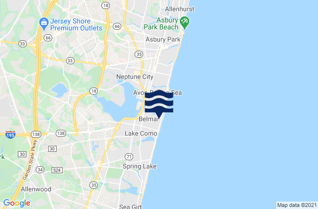 Mapa da tábua de marés em Shark River Island Fixed Rr. Bridge, United States