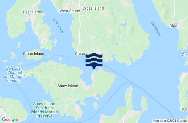 Mapa da tábua de marés em Shaw Island, United States