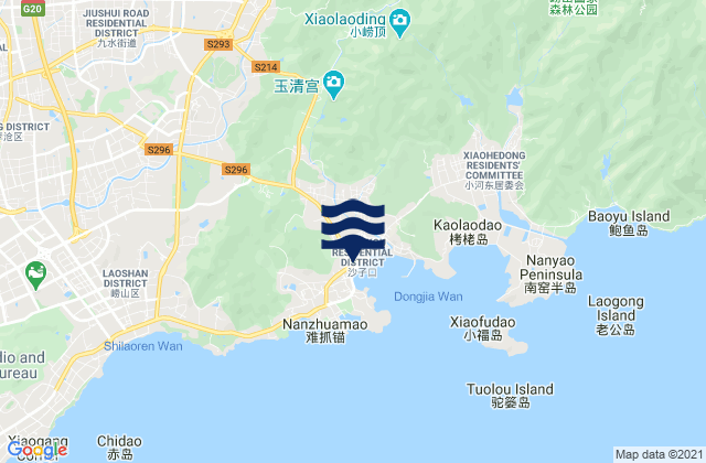 Mapa da tábua de marés em Shazikou, China