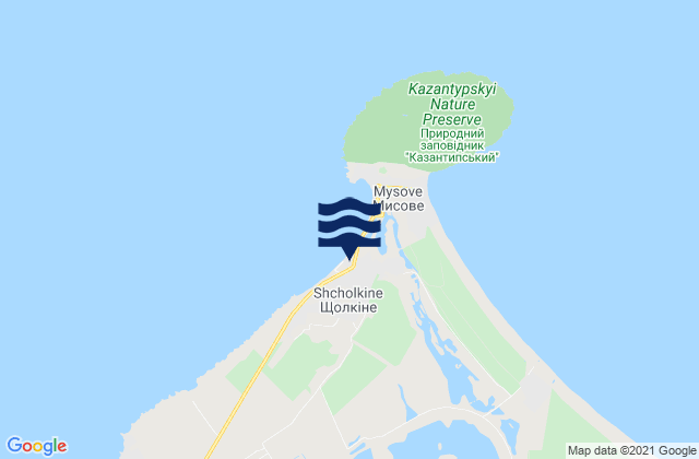 Mapa da tábua de marés em Shchyolkino, Ukraine