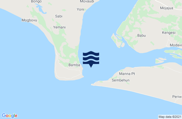 Mapa da tábua de marés em Shebar Entrance, Sierra Leone