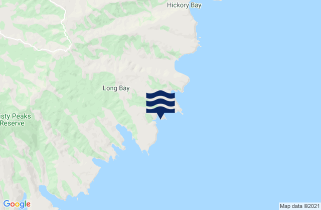 Mapa da tábua de marés em Shell Bay, New Zealand