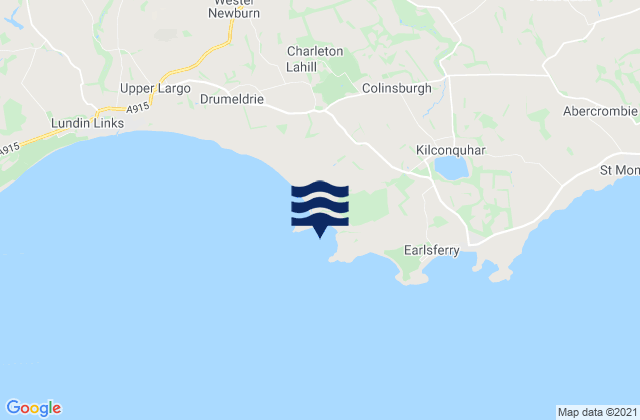 Mapa da tábua de marés em Shell Bay, United Kingdom