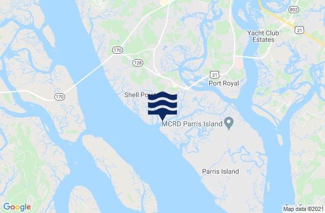 Mapa da tábua de marés em Shell Point, United States