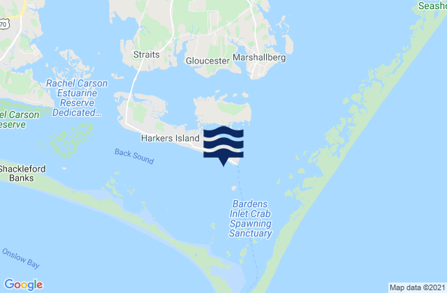 Mapa da tábua de marés em Shell Point Harkers Island, United States
