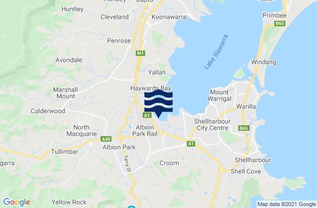 Mapa da tábua de marés em Shellharbour, Australia