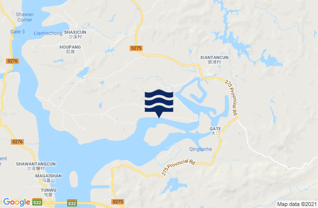 Mapa da tábua de marés em Shenjing, China