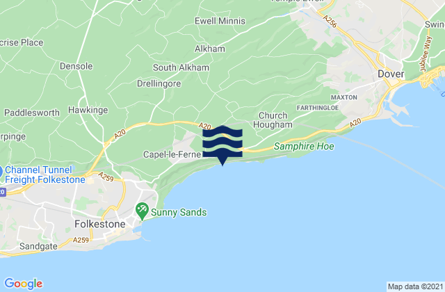Mapa da tábua de marés em Shepherdswell, United Kingdom