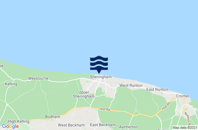 Mapa da tábua de marés em Sheringham, United Kingdom