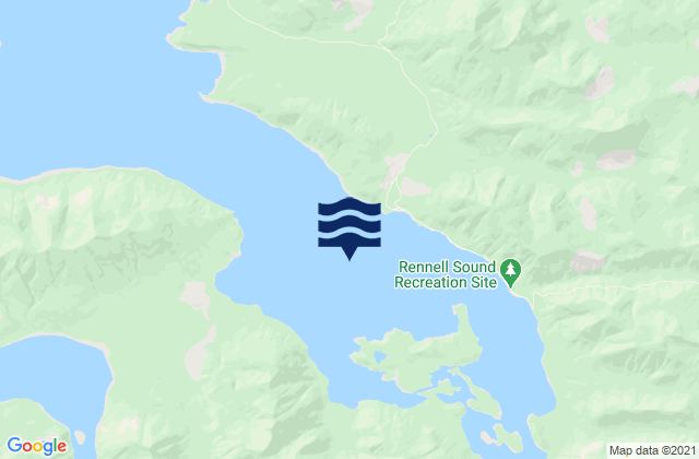 Mapa da tábua de marés em Shields Bay, Canada