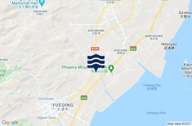 Mapa da tábua de marés em Shifan, China