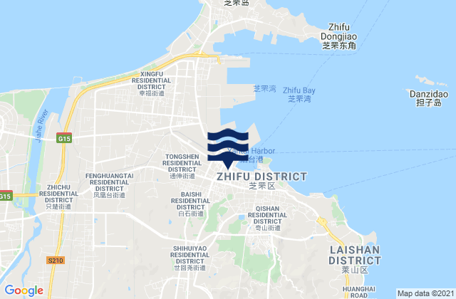 Mapa da tábua de marés em Shihuiyao, China