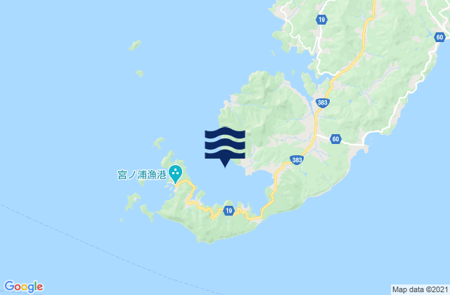 Mapa da tábua de marés em Shijiki Wan Hirado Shima, Japan