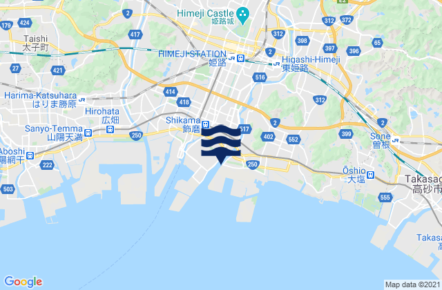 Mapa da tábua de marés em Shikama Ko, Japan