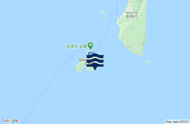 Mapa da tábua de marés em Shikine Shima, Japan