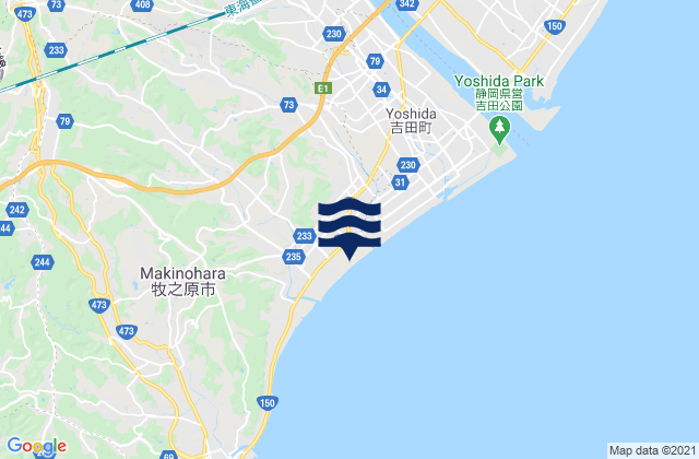 Mapa da tábua de marés em Shimada, Japan