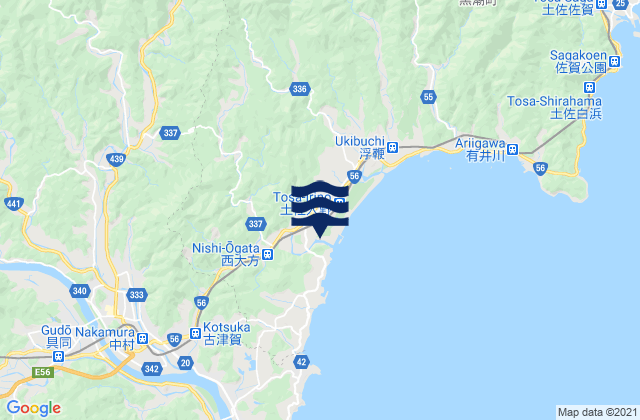 Mapa da tábua de marés em Shimanto-shi, Japan
