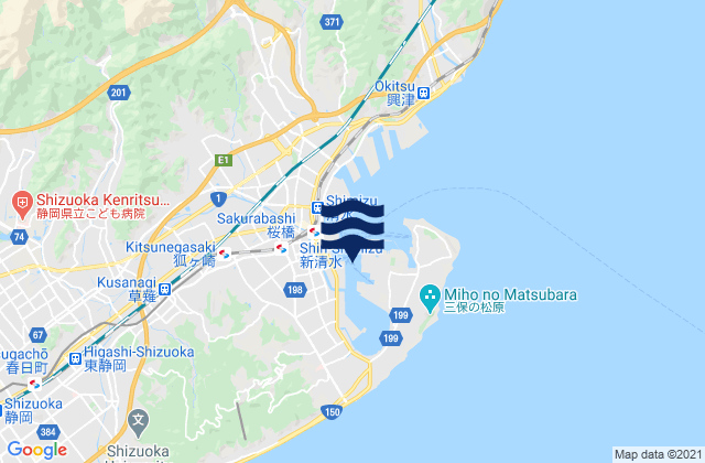 Mapa da tábua de marés em Shimizu Ko, Japan