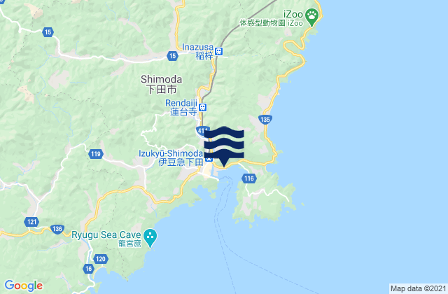 Mapa da tábua de marés em Shimoda-shi, Japan