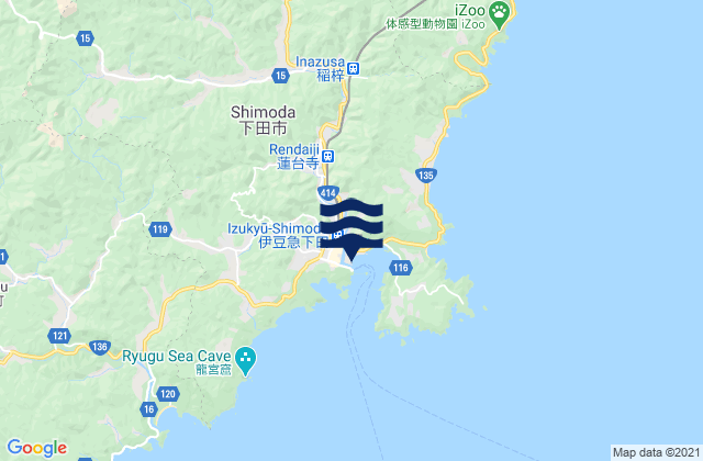 Mapa da tábua de marés em Shimoda, Japan
