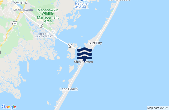 Mapa da tábua de marés em Ship Bottom, United States