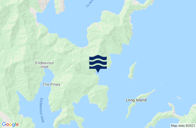 Mapa da tábua de marés em Ship Cove (Meretoto), New Zealand