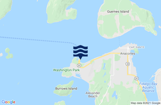 Mapa da tábua de marés em Ship Harbor (Fidalgo Island), United States
