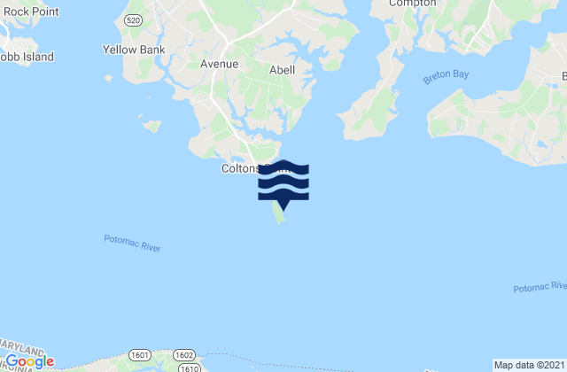 Mapa da tábua de marés em Shipping Point, Saint Clements Bay, United States