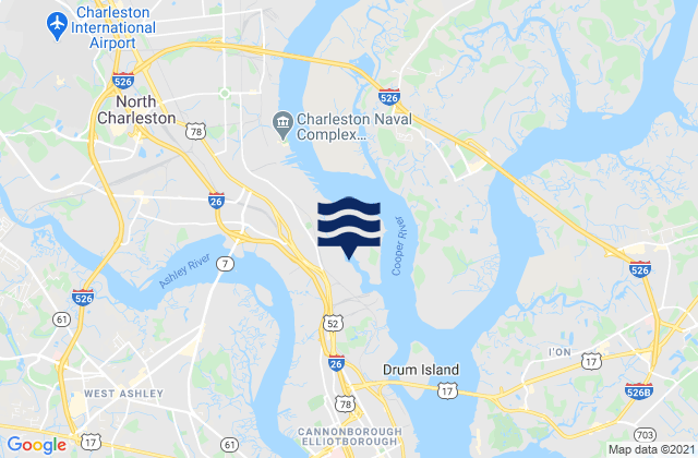 Mapa da tábua de marés em Shipyard Creek (0.8 mile above entrance), United States