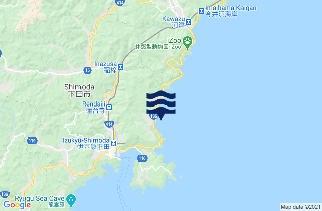 Mapa da tábua de marés em Shirahama, Japan