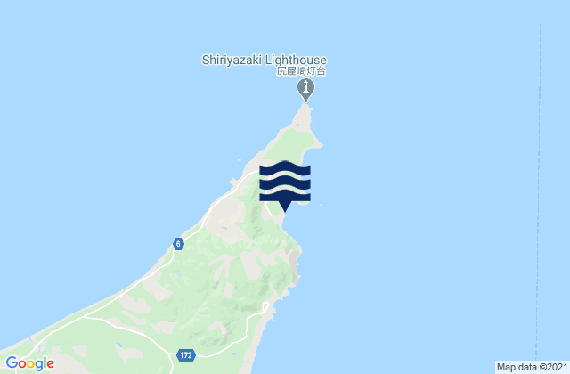 Mapa da tábua de marés em Shiriya, Japan