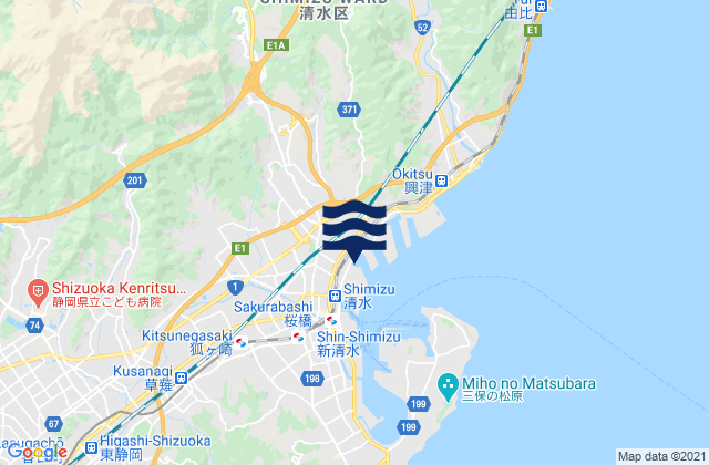 Mapa da tábua de marés em Shizuoka-shi, Japan