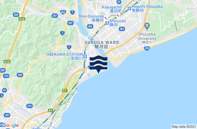Mapa da tábua de marés em Shizuoka, Japan