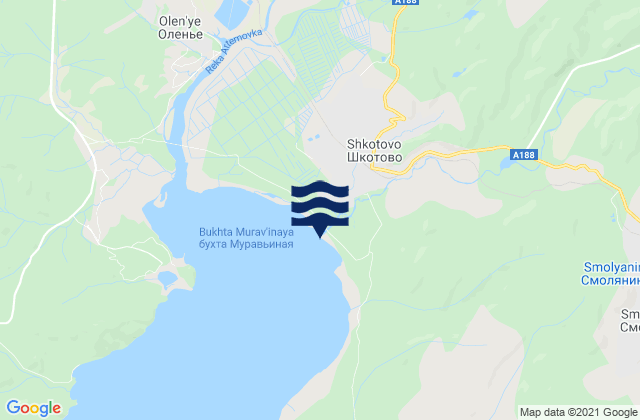 Mapa da tábua de marés em Shkotovo, Russia