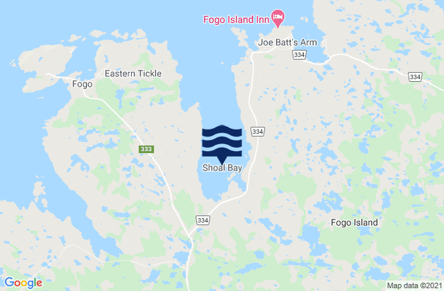 Mapa da tábua de marés em Shoal Bay, Canada