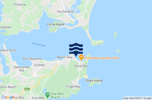 Mapa da tábua de marés em Shoal Bay, Australia